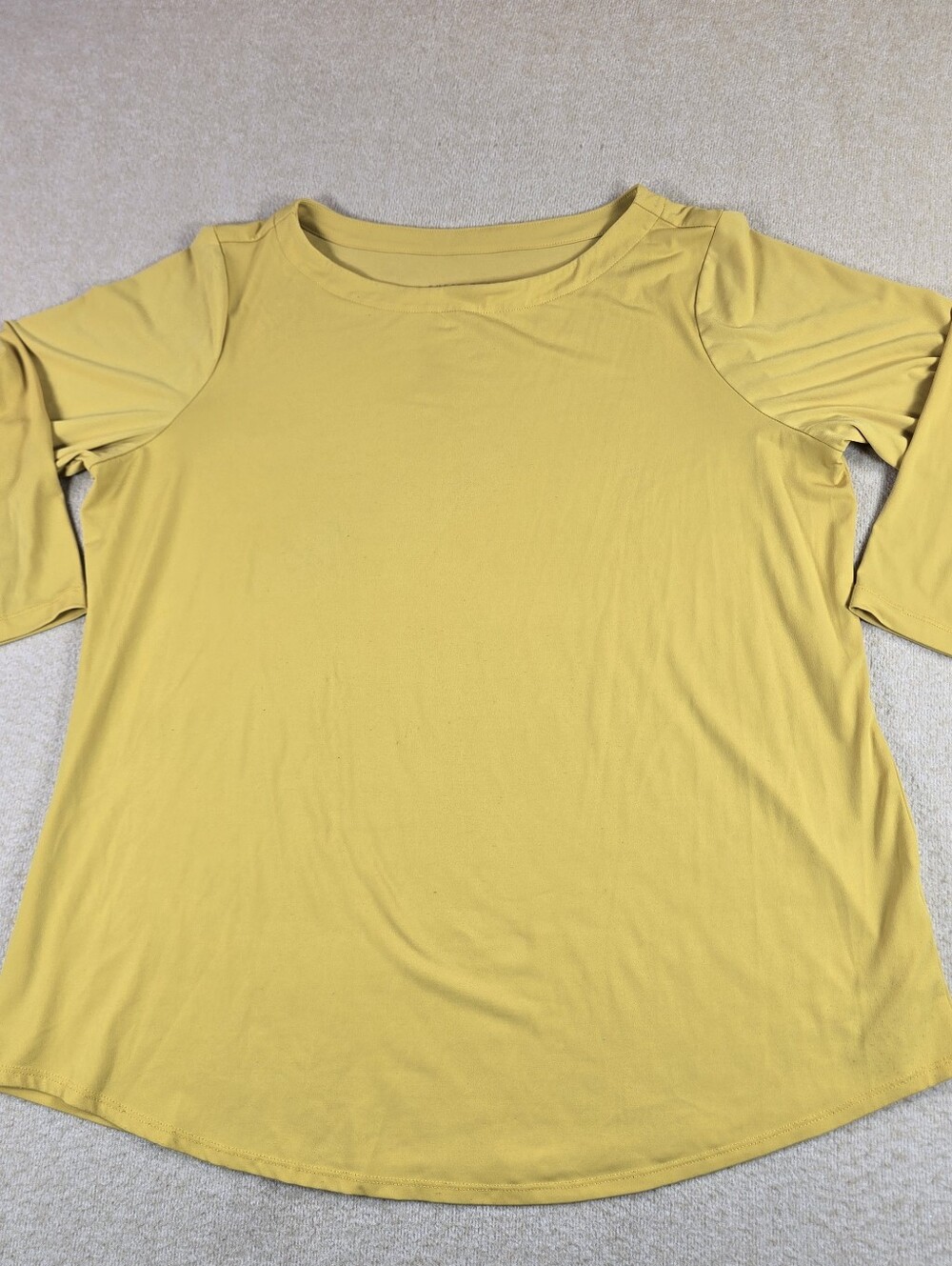 Susan Graver Top Womens XL Yellow 3/4 Sleeve Stretch Casual Blouse